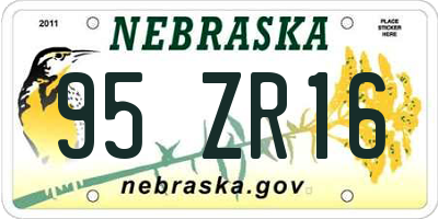 NE license plate 95ZR16