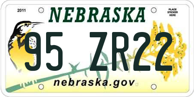 NE license plate 95ZR22