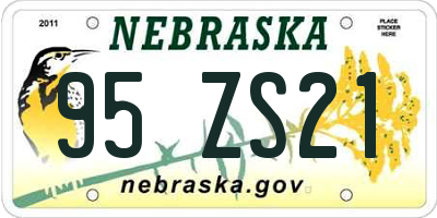 NE license plate 95ZS21