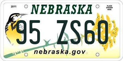NE license plate 95ZS60