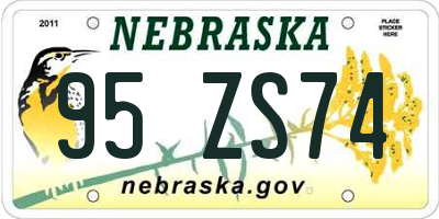 NE license plate 95ZS74
