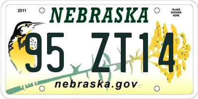 NE license plate 95ZT14