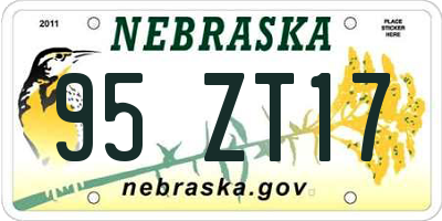 NE license plate 95ZT17