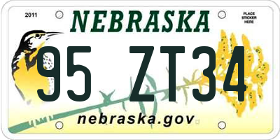 NE license plate 95ZT34