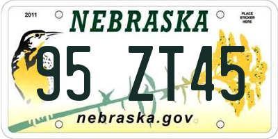 NE license plate 95ZT45