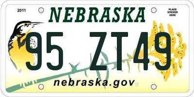NE license plate 95ZT49