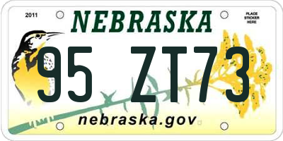 NE license plate 95ZT73