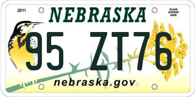 NE license plate 95ZT76