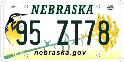 NE license plate 95ZT78