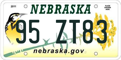 NE license plate 95ZT83