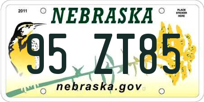 NE license plate 95ZT85