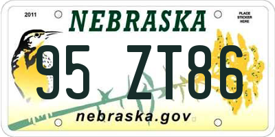 NE license plate 95ZT86