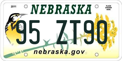 NE license plate 95ZT90