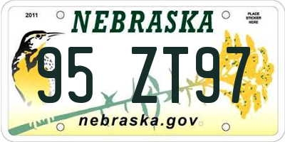 NE license plate 95ZT97