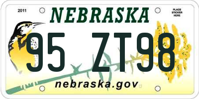 NE license plate 95ZT98