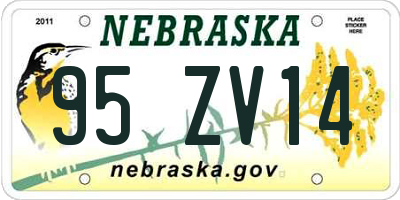NE license plate 95ZV14