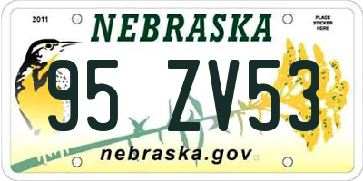 NE license plate 95ZV53