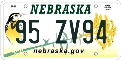 NE license plate 95ZV94