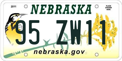NE license plate 95ZW11