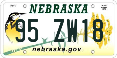 NE license plate 95ZW18