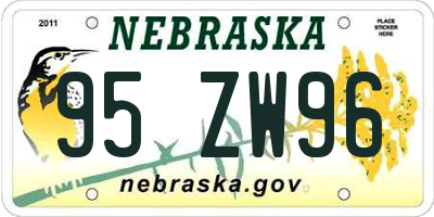 NE license plate 95ZW96