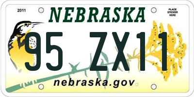 NE license plate 95ZX11
