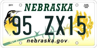 NE license plate 95ZX15