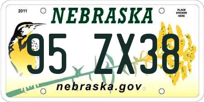 NE license plate 95ZX38