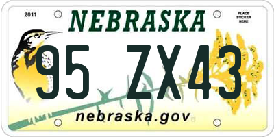 NE license plate 95ZX43