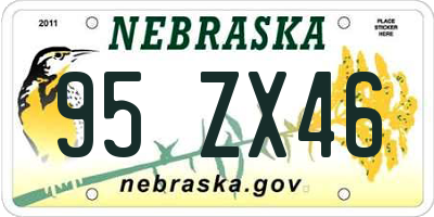 NE license plate 95ZX46