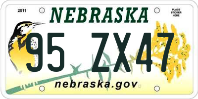 NE license plate 95ZX47