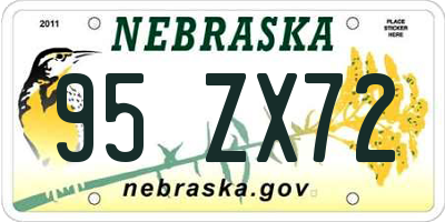 NE license plate 95ZX72