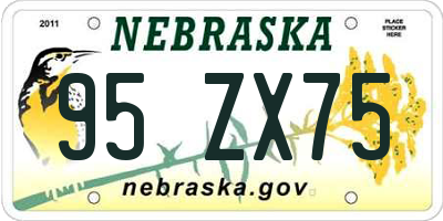 NE license plate 95ZX75