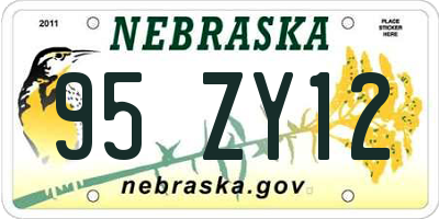 NE license plate 95ZY12