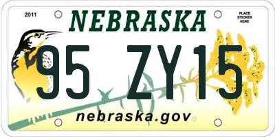 NE license plate 95ZY15