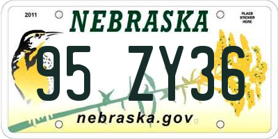 NE license plate 95ZY36