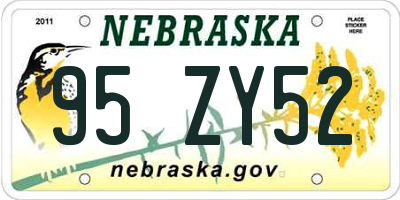 NE license plate 95ZY52