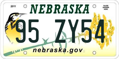 NE license plate 95ZY54
