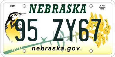 NE license plate 95ZY67