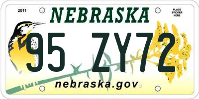 NE license plate 95ZY72