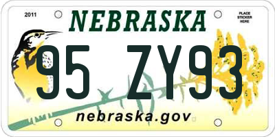 NE license plate 95ZY93