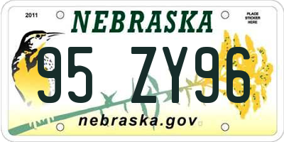 NE license plate 95ZY96