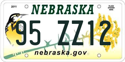 NE license plate 95ZZ12