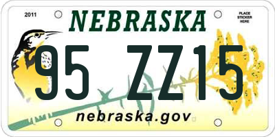 NE license plate 95ZZ15