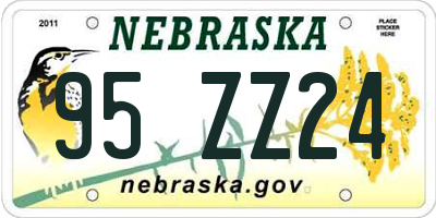 NE license plate 95ZZ24