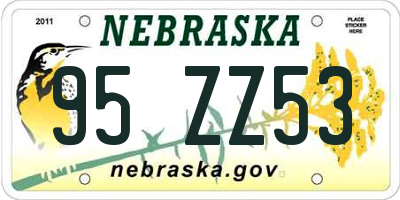 NE license plate 95ZZ53