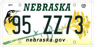 NE license plate 95ZZ73