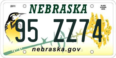 NE license plate 95ZZ74