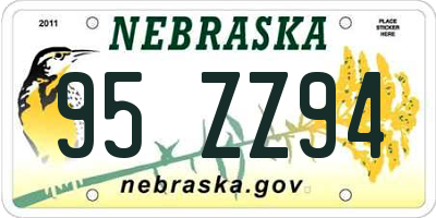 NE license plate 95ZZ94