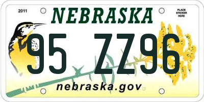 NE license plate 95ZZ96
